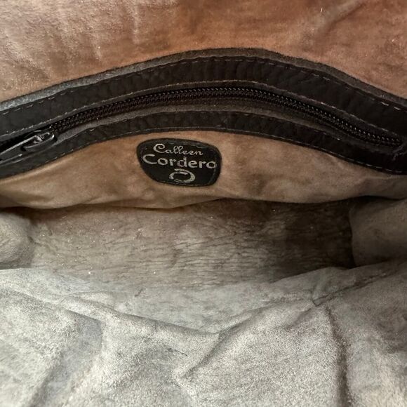 Calleen Cordero Handmade Black Leather & Silver Studded Crossbody Messenger Bag - Picture 6 of 8